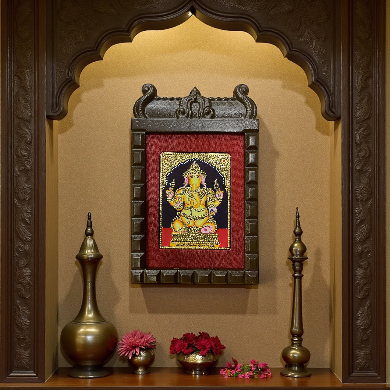 Rinamochana Ganapati Tanjore Painting
