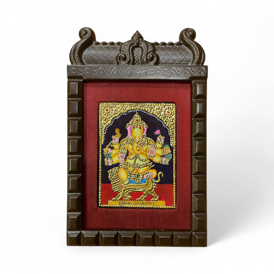 Sinha Ganapati Tanjore Painting