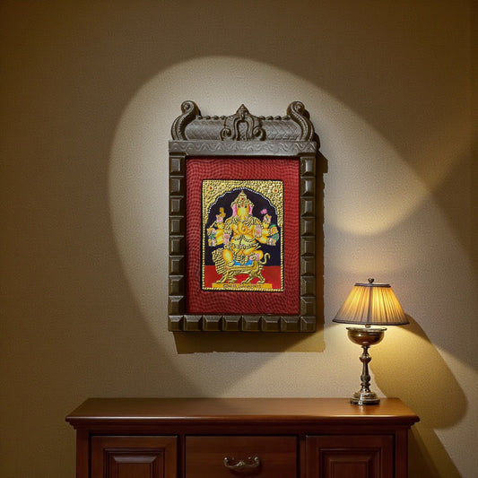 Sinha Ganapati Tanjore Painting