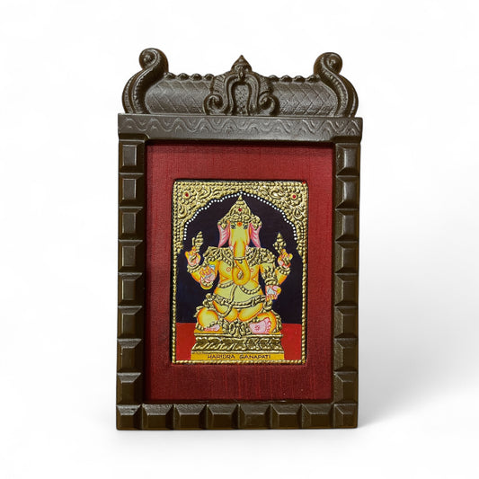 Haridra Ganapati Tanjore Painting