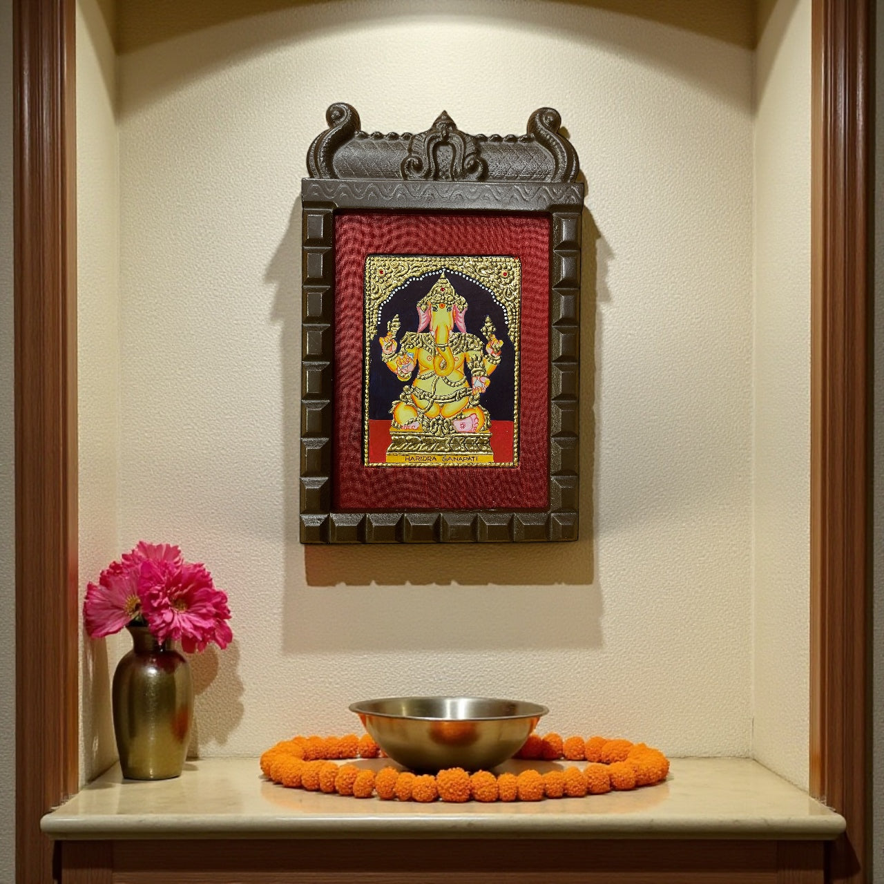 Haridra Ganapati Tanjore Painting