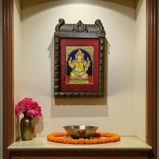 Haridra Ganapati Tanjore Painting