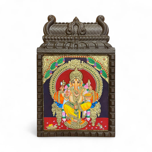 Ganapati Tanjore Painting – 2 in Wooden Frame