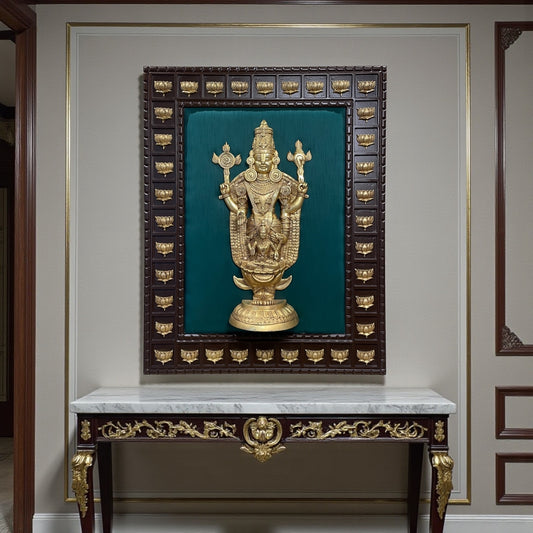 Brass Tirupati Balaji with Lakshmi – Traditional Handcrafted Divine Wall Art