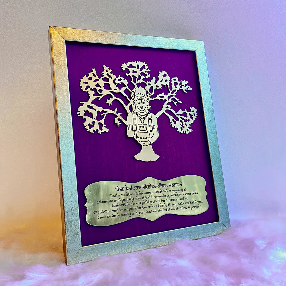Dhanvantri with Wine red silk background