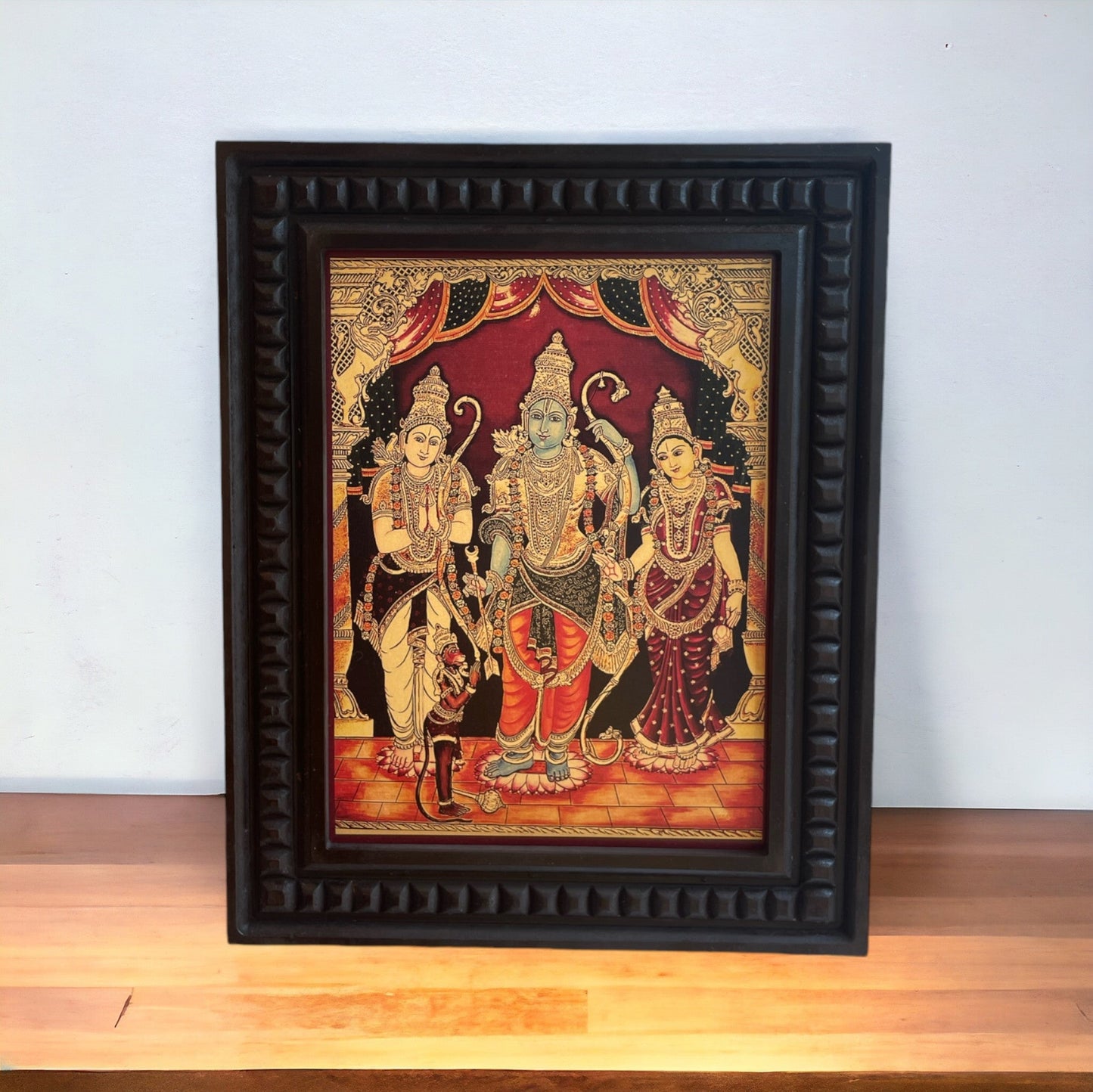 Gold Leafed Art Shri kodandarama Swami With Wooden Frame