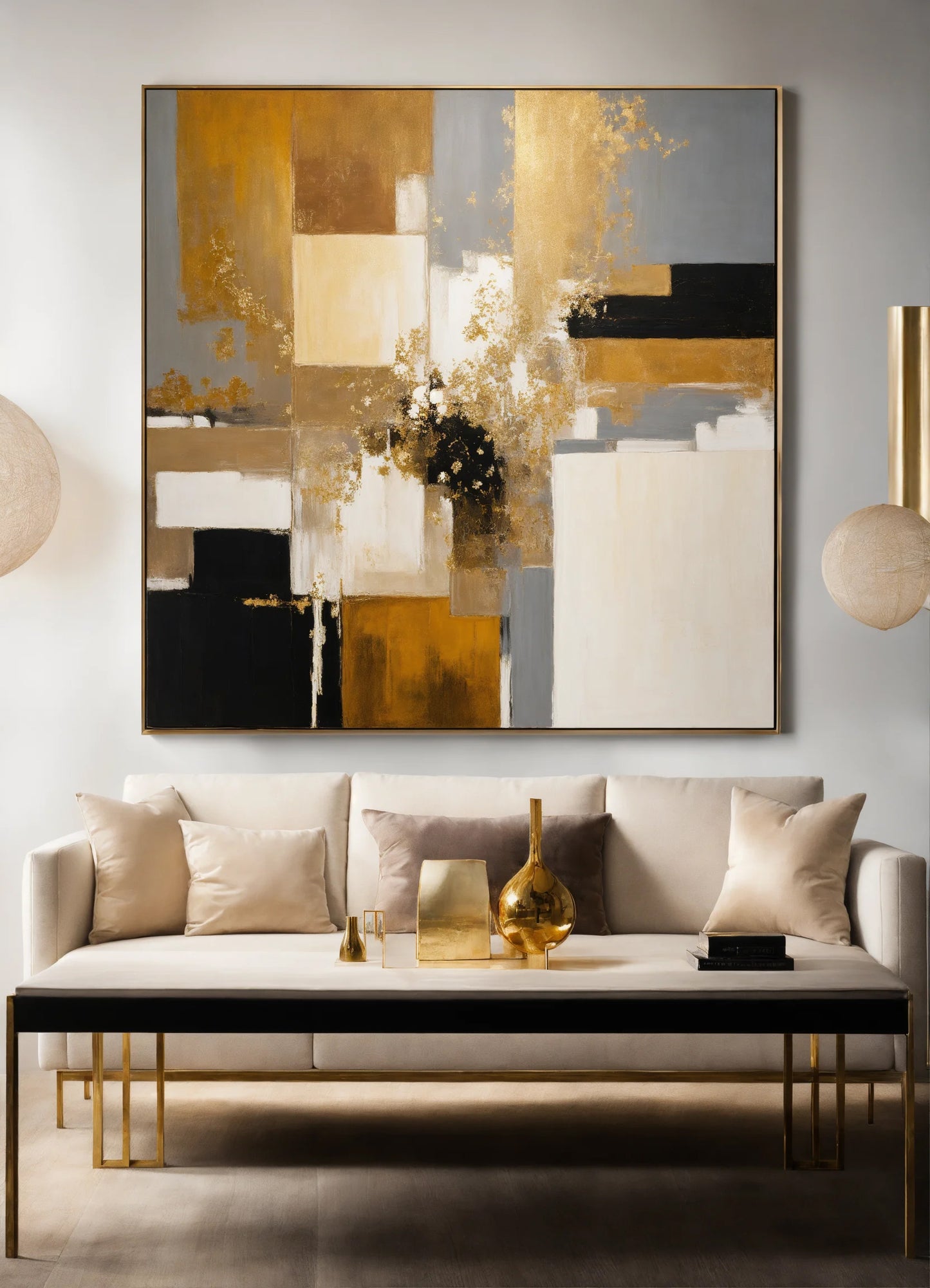 Original Acrylic Painting Neutral Harmony : Beige,White,Grey Painted on Canvas - without frame