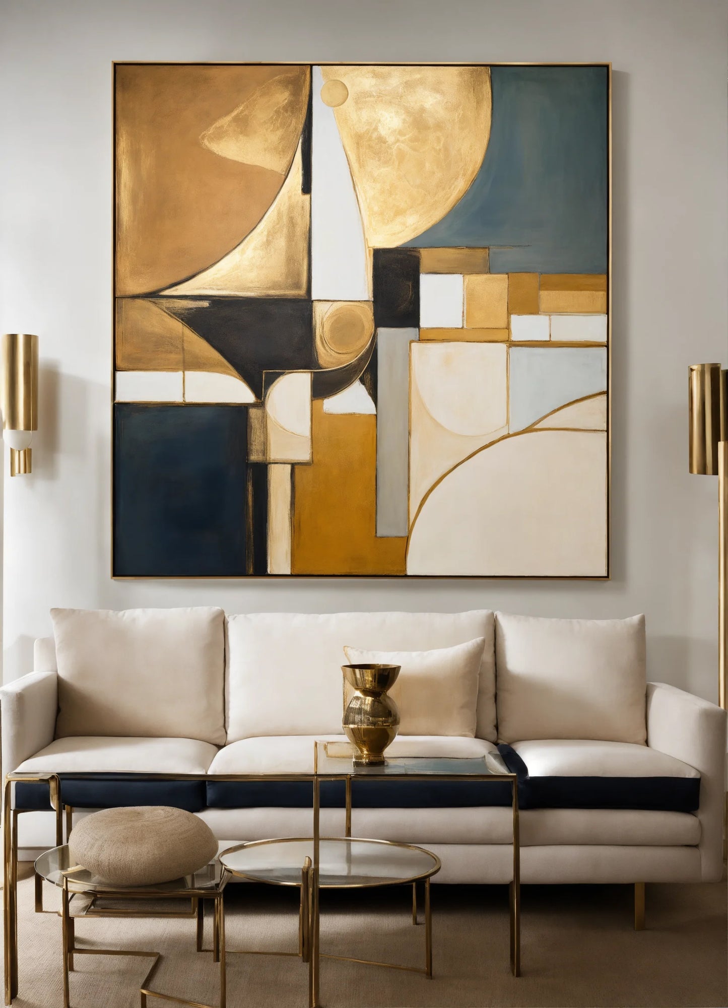 Original Acrylic Painting Neutral Harmony : Beige,White,Grey Painted on Canvas - without frame