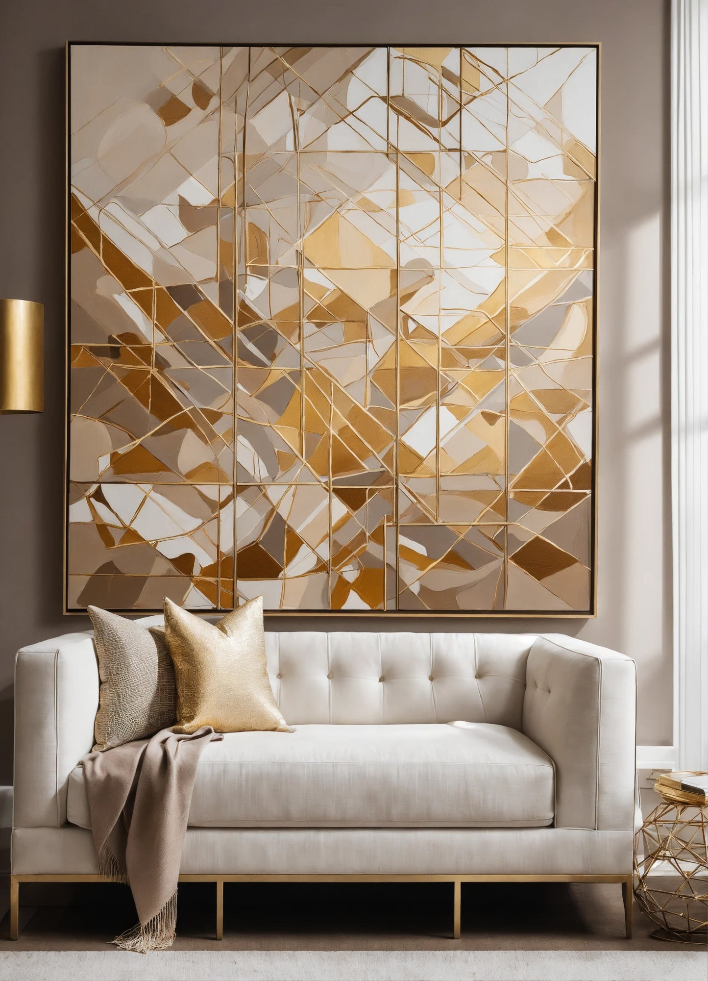 Neutral Harmony : Beige,White,Grey Painted on Canvas - without frame