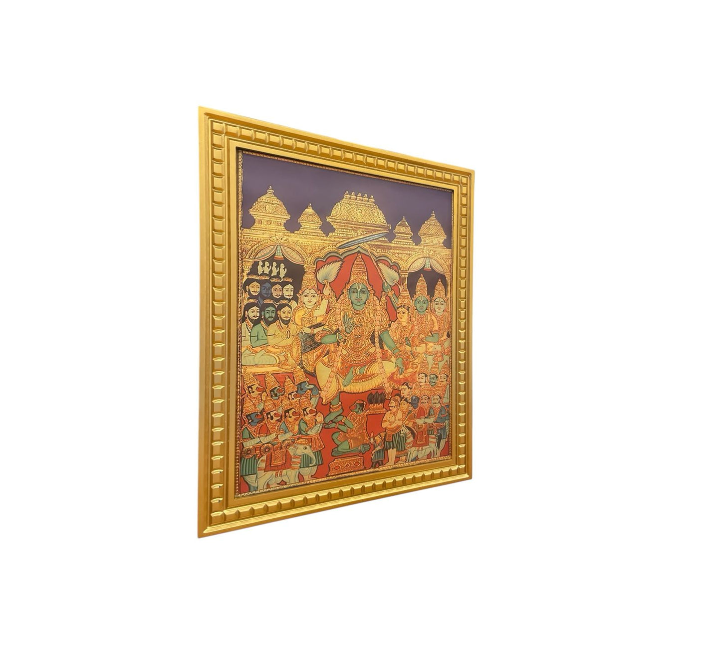 Lord Rama Pattabhishekam Gold Leafed Art (Gold Wooden Frame)