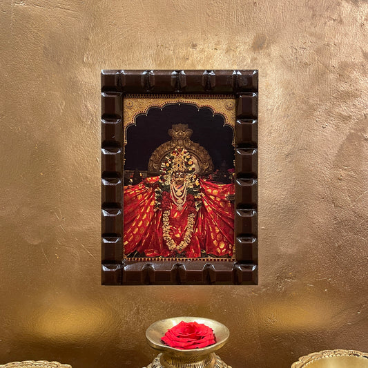 Aabathu Kaathu Amman Gold Leafed Art With Wooden Frame