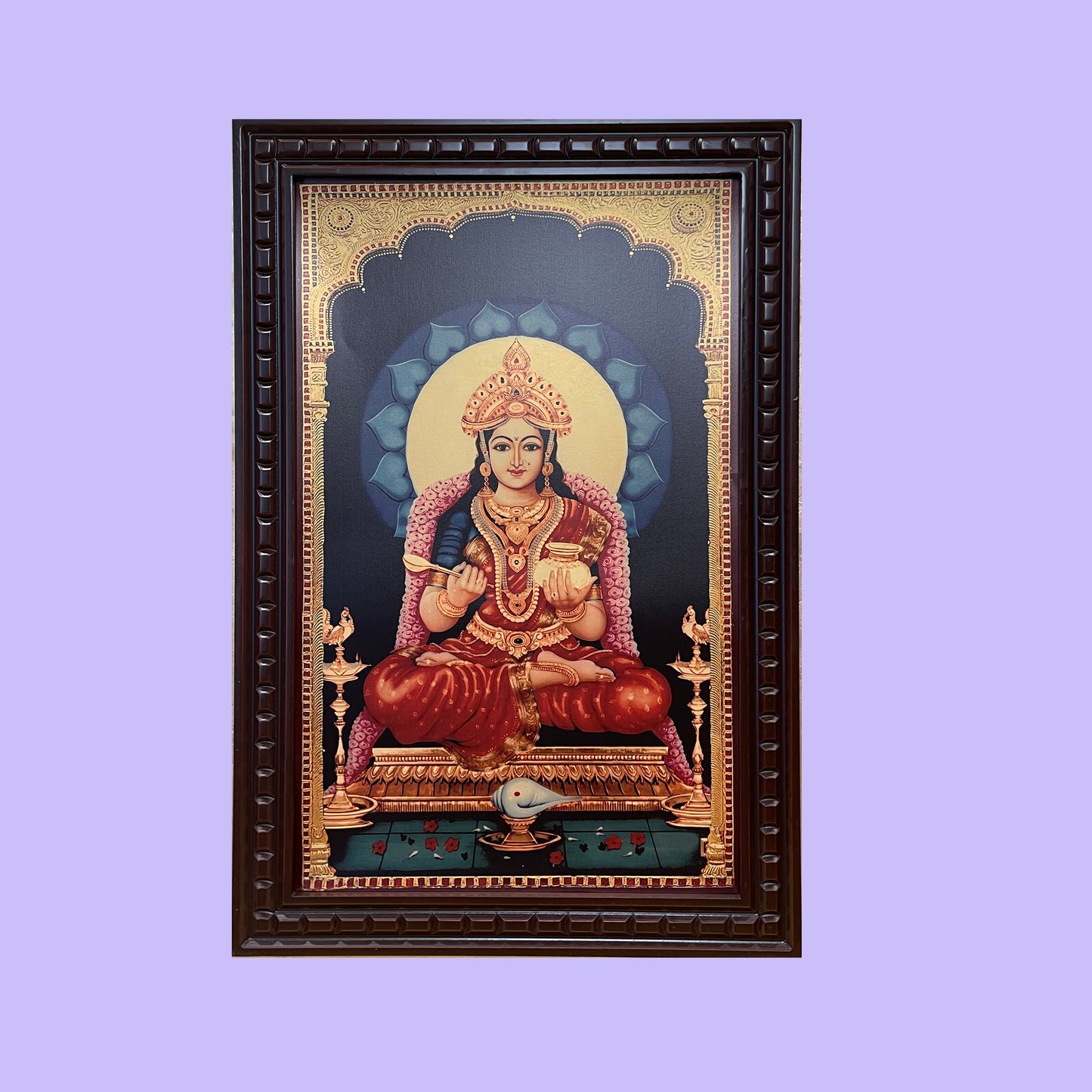 Gold Leafed Art Annapurna With Wooden Frame