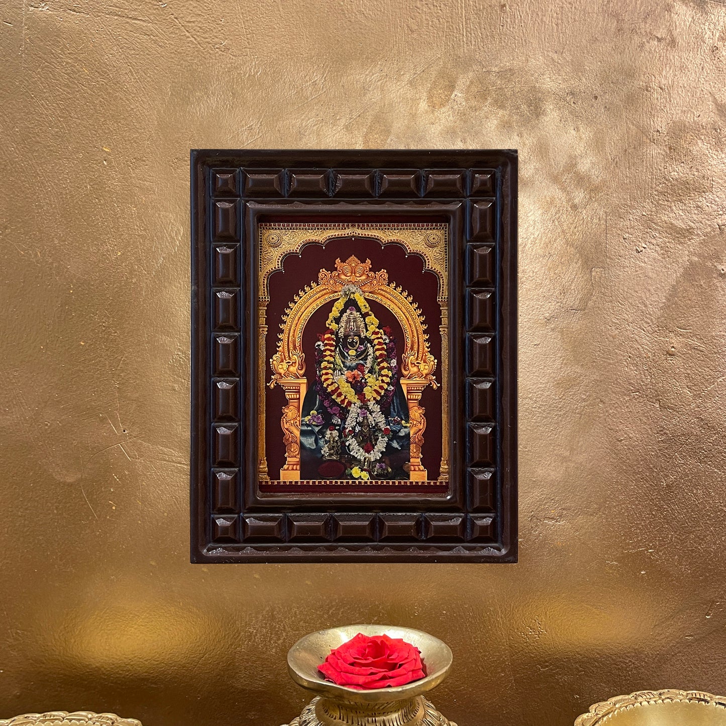 Sri Choudeshwari Devi Gold Leafed Art | Shakti Devotional Wall Frame