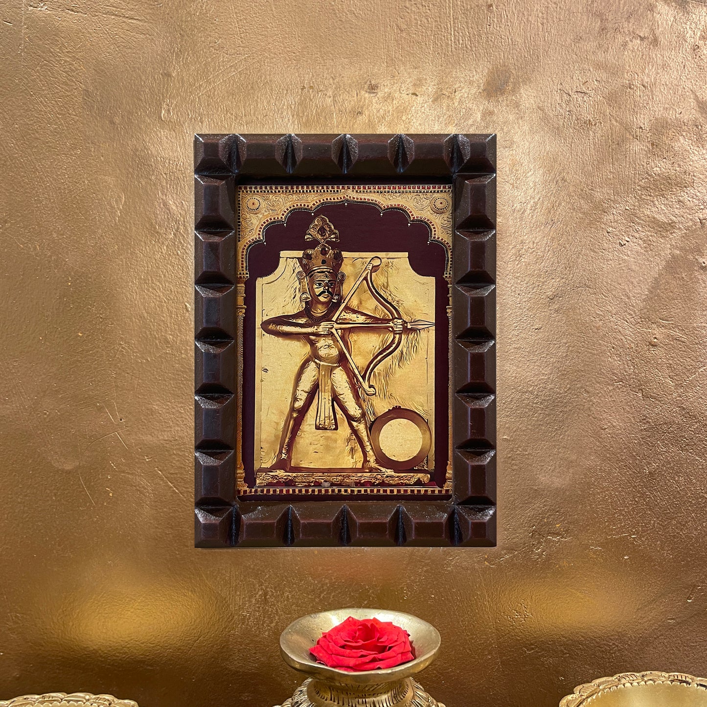 Lord Ghantakarna Gold Leafed Art in Wooden Frame