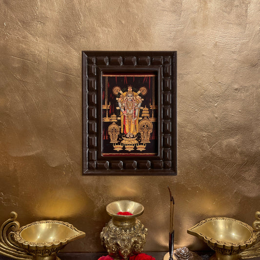 Guruvayurappan Gold Leafed Art With Wooden Frame