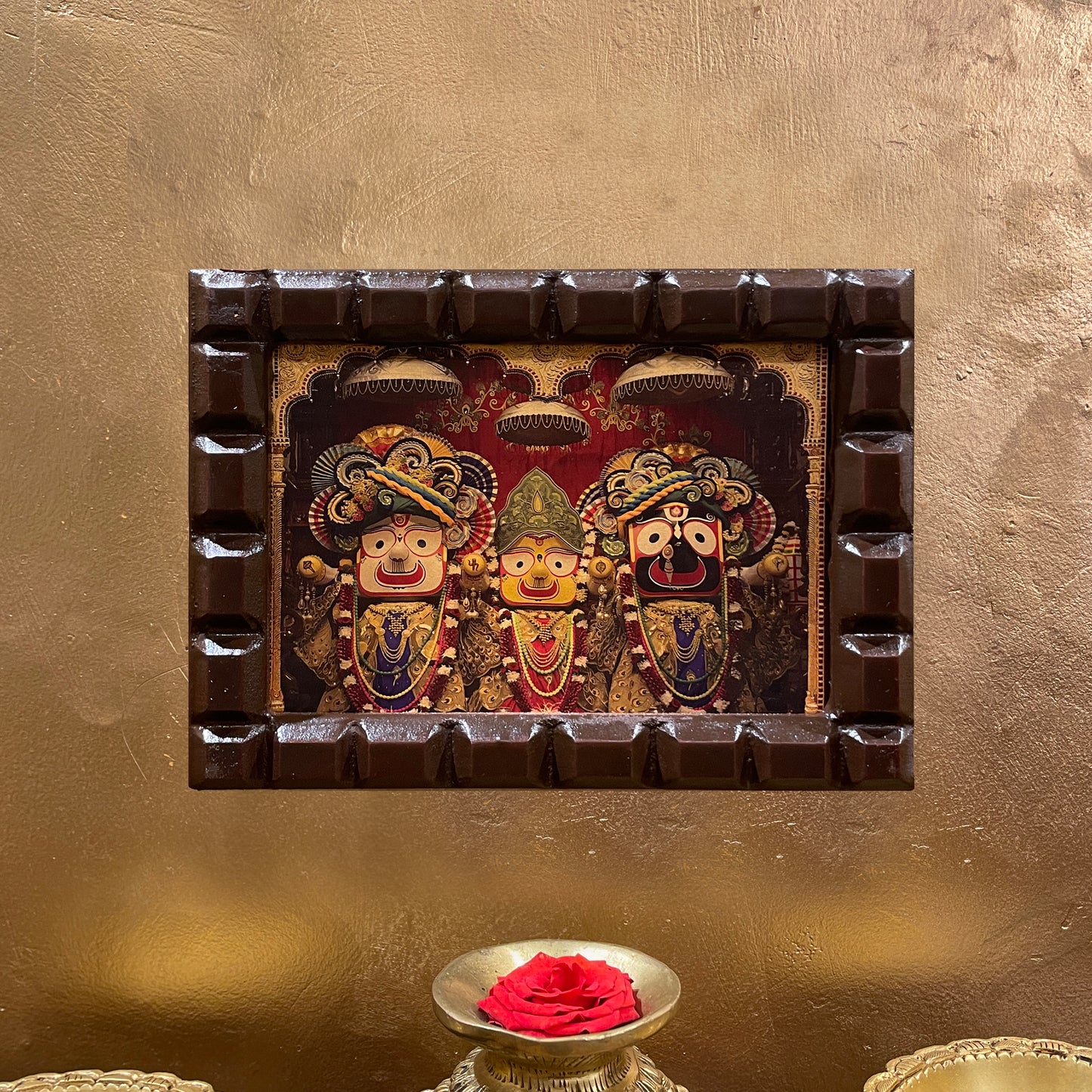 Jagannath Puri Devotional Art Frame | Lord Jagannath with Balabhadra & Subhadra
