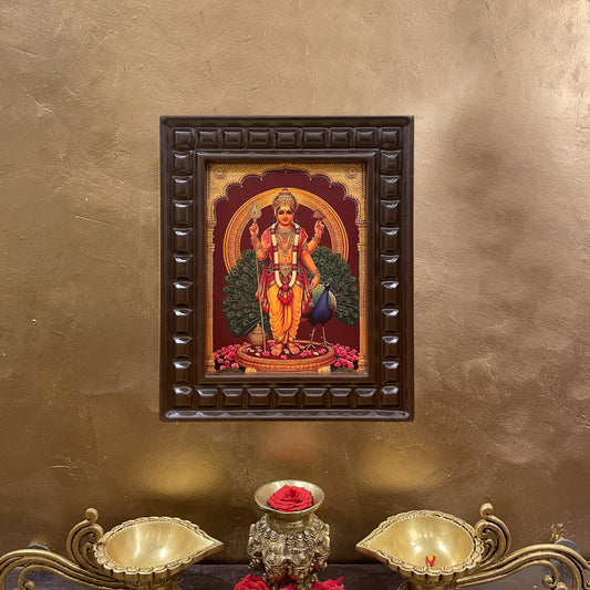 Gold Leafed Kartikya - Murugan with peacock