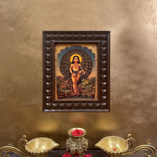 Kumaravel Karthikya-2 Gold Leafed Art with Wooden Frame