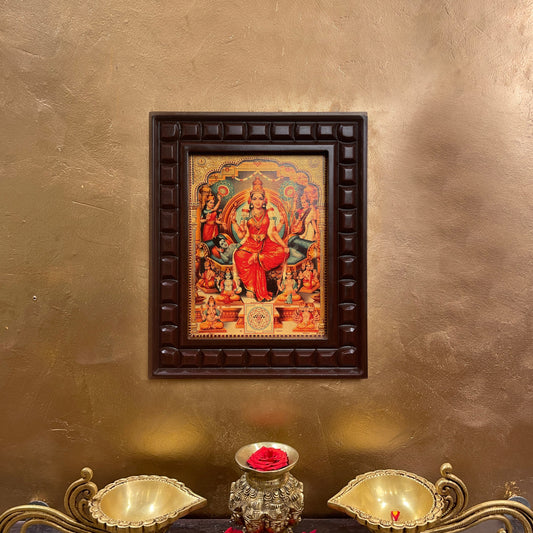 Lalitha Tripura Sundari Gold Leafed Art in Wooden Frame