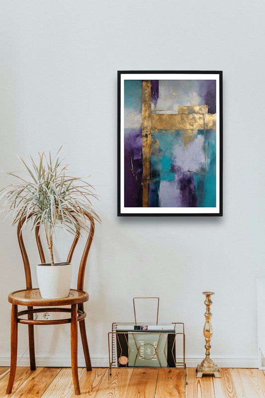 Original acrylic painting Teal, Purple, Gold Canvas - without frame