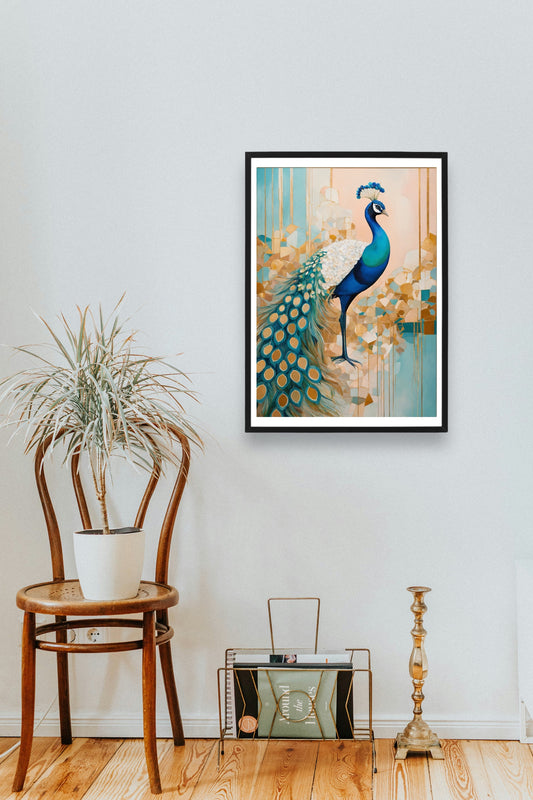 Original Geometric Acrylic Painting On Canvas - Peacock Prism- Without Frame