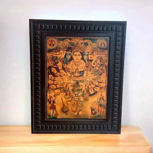 Gold Leafed Art Vishvarupam With Wooden Frame