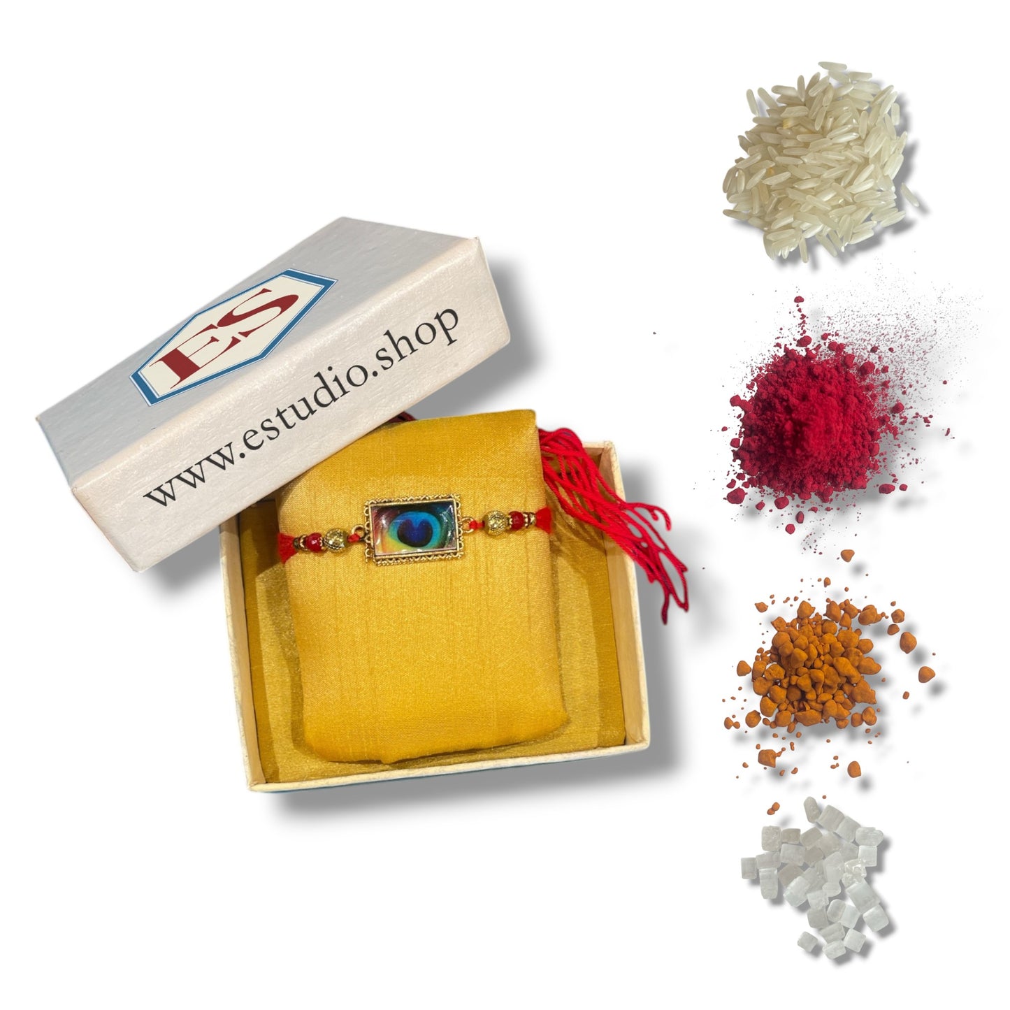 Peacock Feather Rakhi with Box