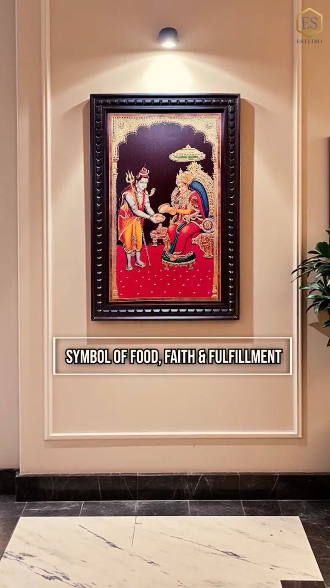 Load video: Shiva & Annapurna Gold Leafed Art With Wooden Frame