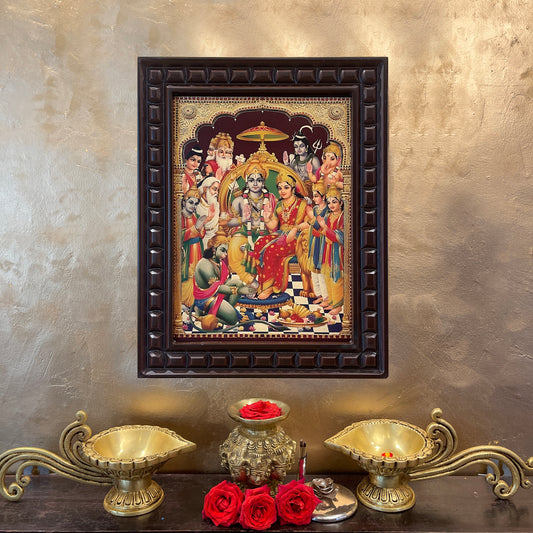 Ram Parivar Framed Devotional Art | Shri Ram Family Hindu Wall Decor