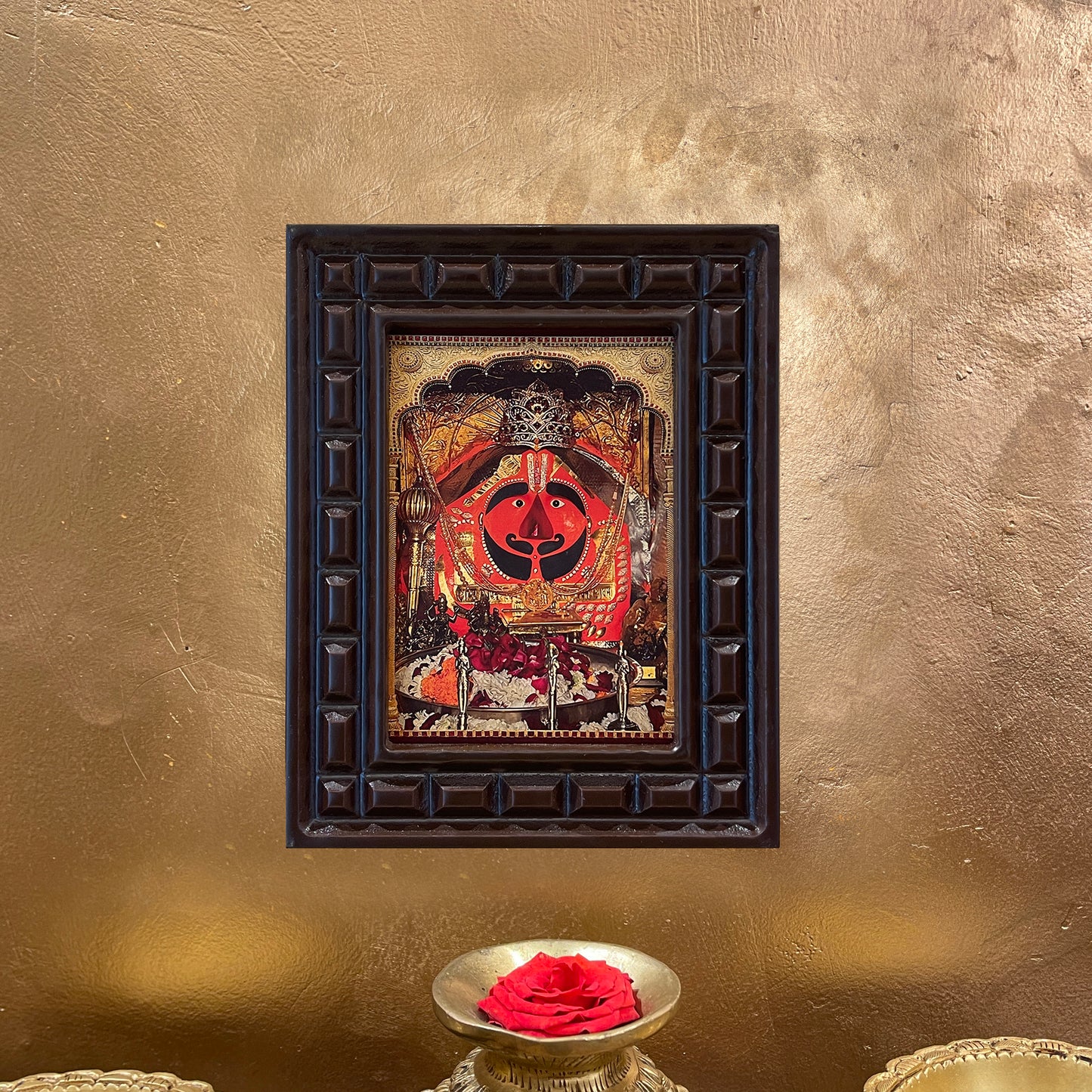 Salasar Hanuman Framed Devotional Art | Bajrangbali Hindu Wall Decor