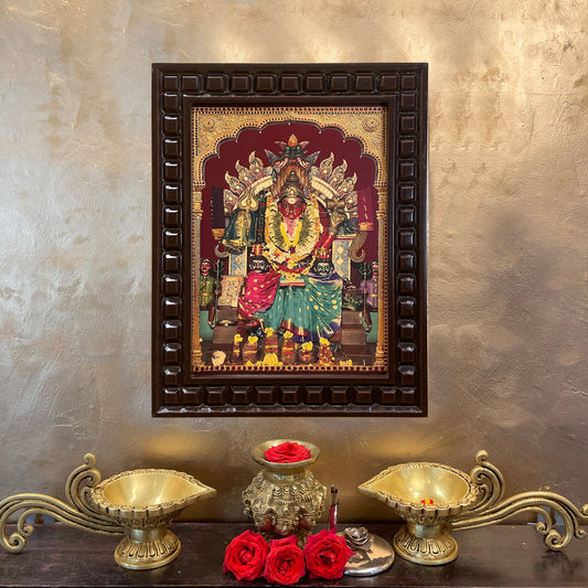 Salem Mariamman Gold Leaf Art | Traditional Amman Devotional Wall Frame
