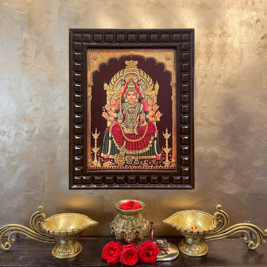 Samayapura Mariamman Gold Leafed Art | Divine Wall Frame for Pooja Room