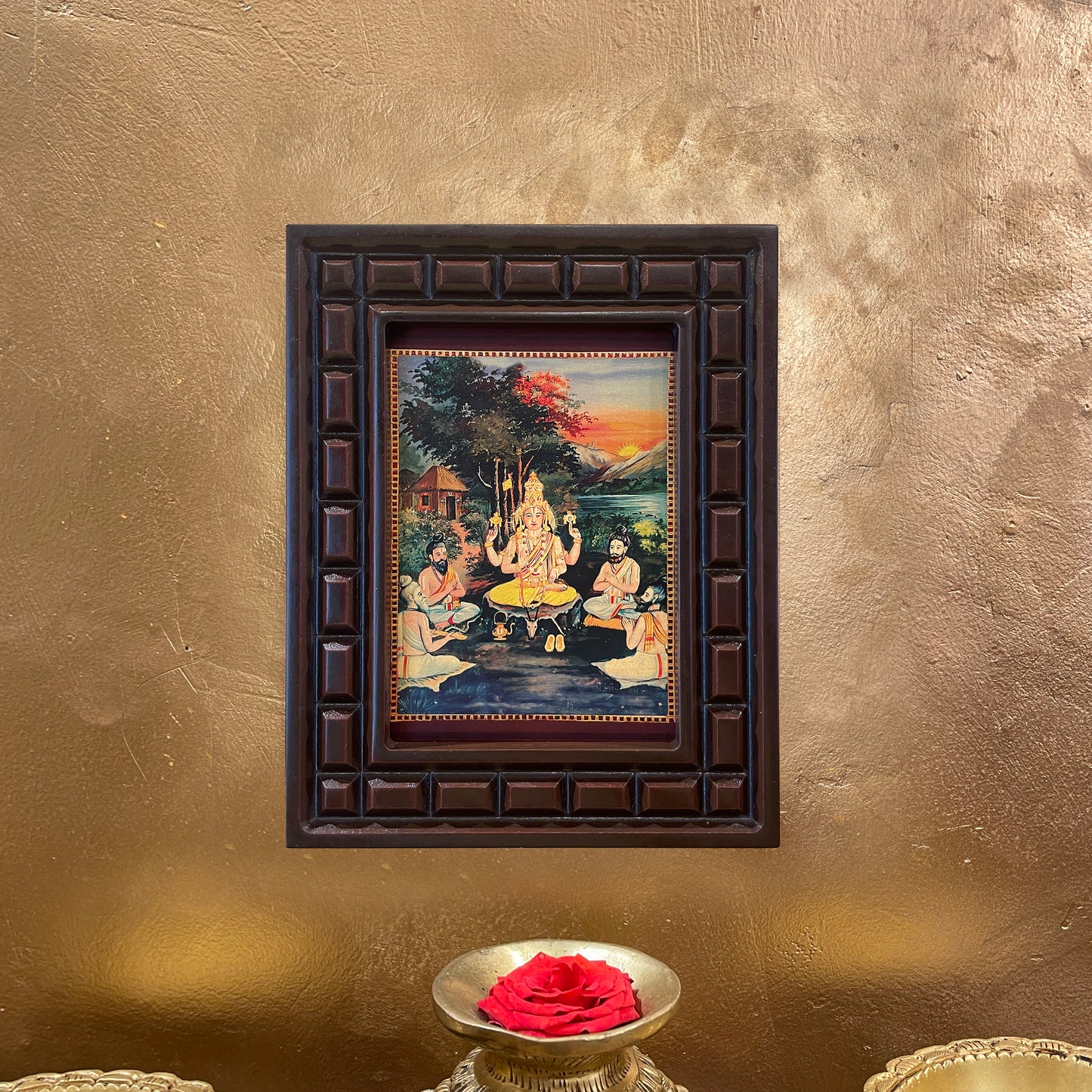 Vaikhanasa Maharshi Gold Leaf Art in Wooden Frame