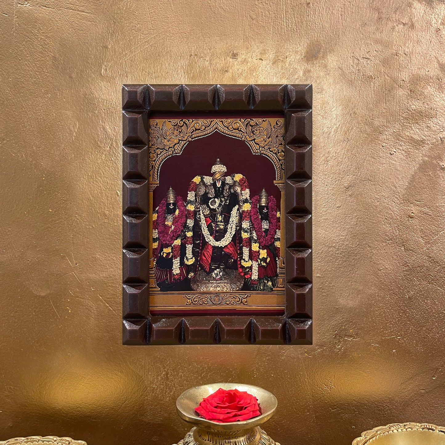 Lord Vardharaja Gold Leafed Art in Wooden Frame