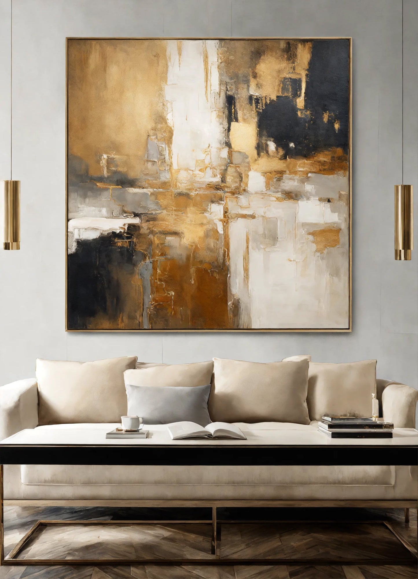 Original Acrylic Painting Neutral Harmony : Beige,White,Grey Painted on Canvas - without frame