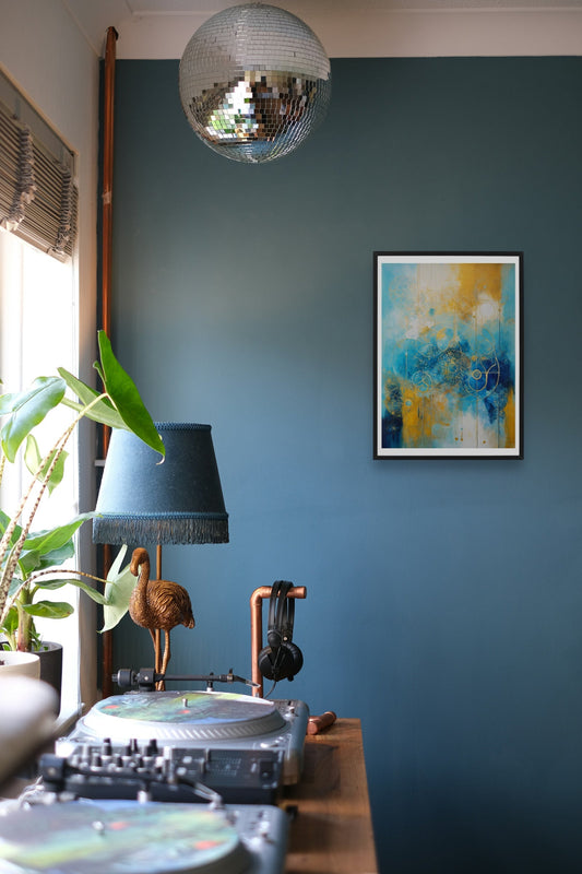 Original Acrylic Painting Sacred Geometry Colours of Art in Yellow and Blue on Canvas - without frame