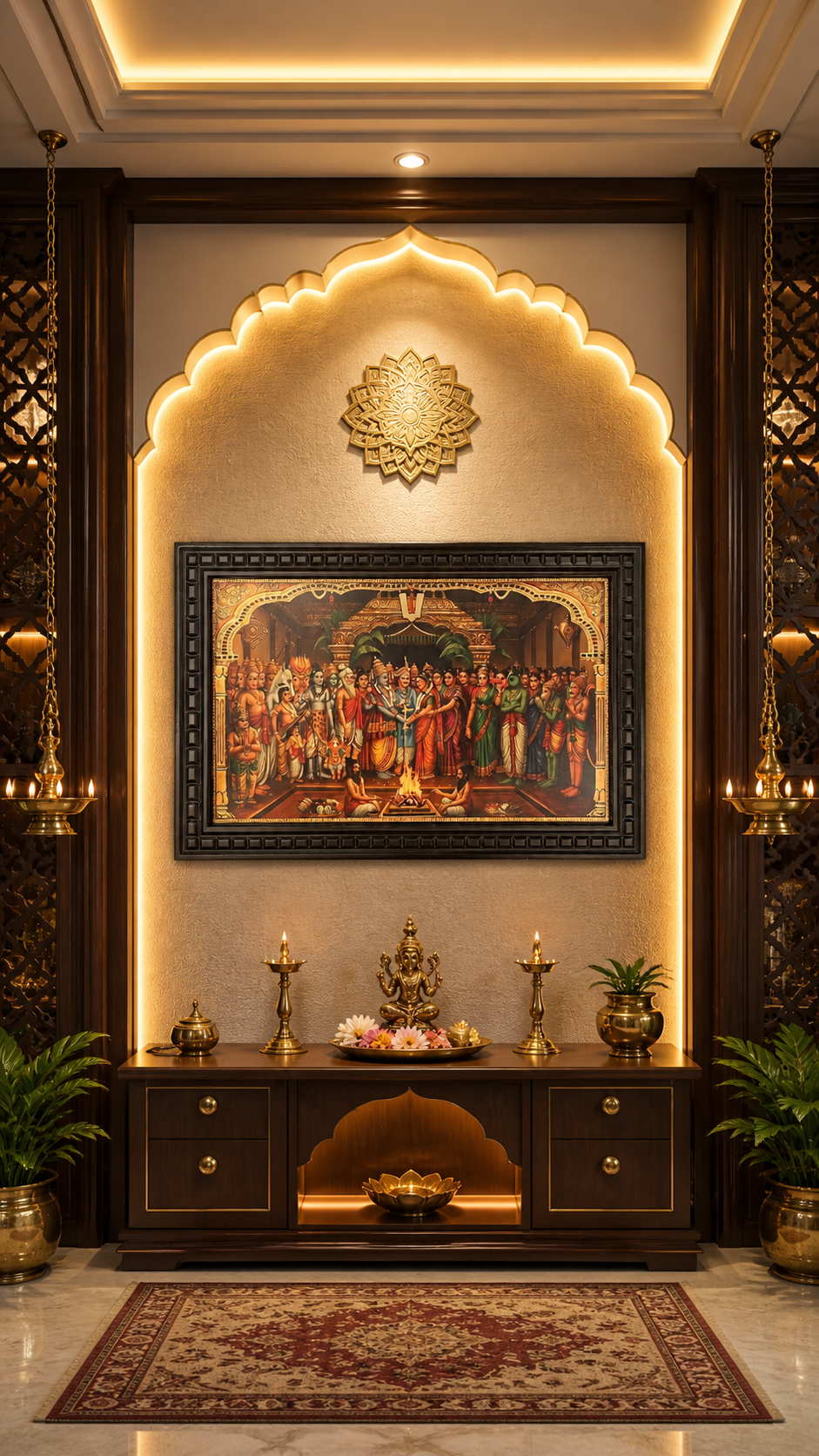 Srinivasa Kalyanam Gold foiled artwork in wooden frame