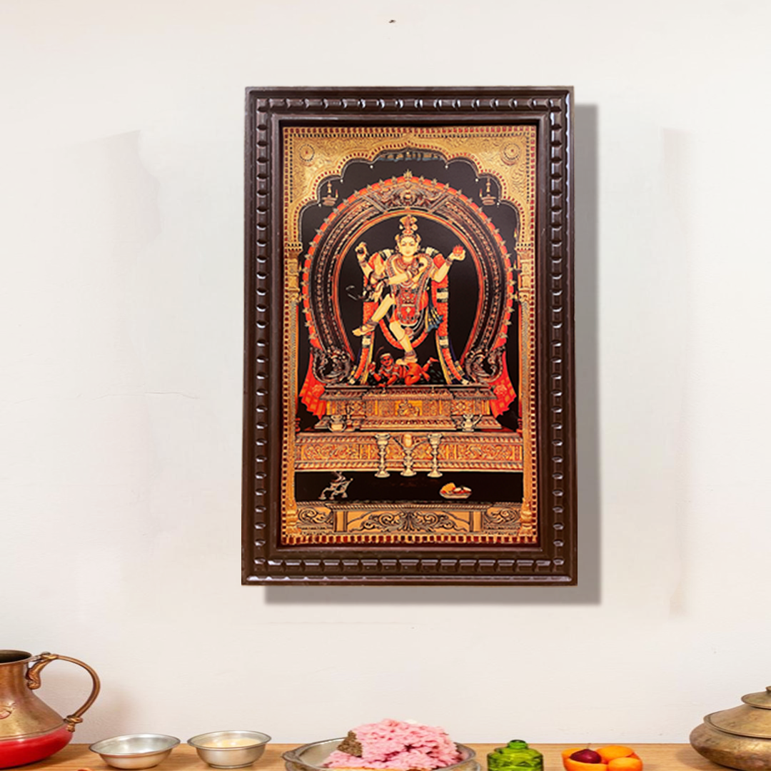 Premium Nataraj Wooden Frame | Divine Shiva Nataraja Wall Art | Temple Design Pooja Decor | Vastu Positive Energy Frame