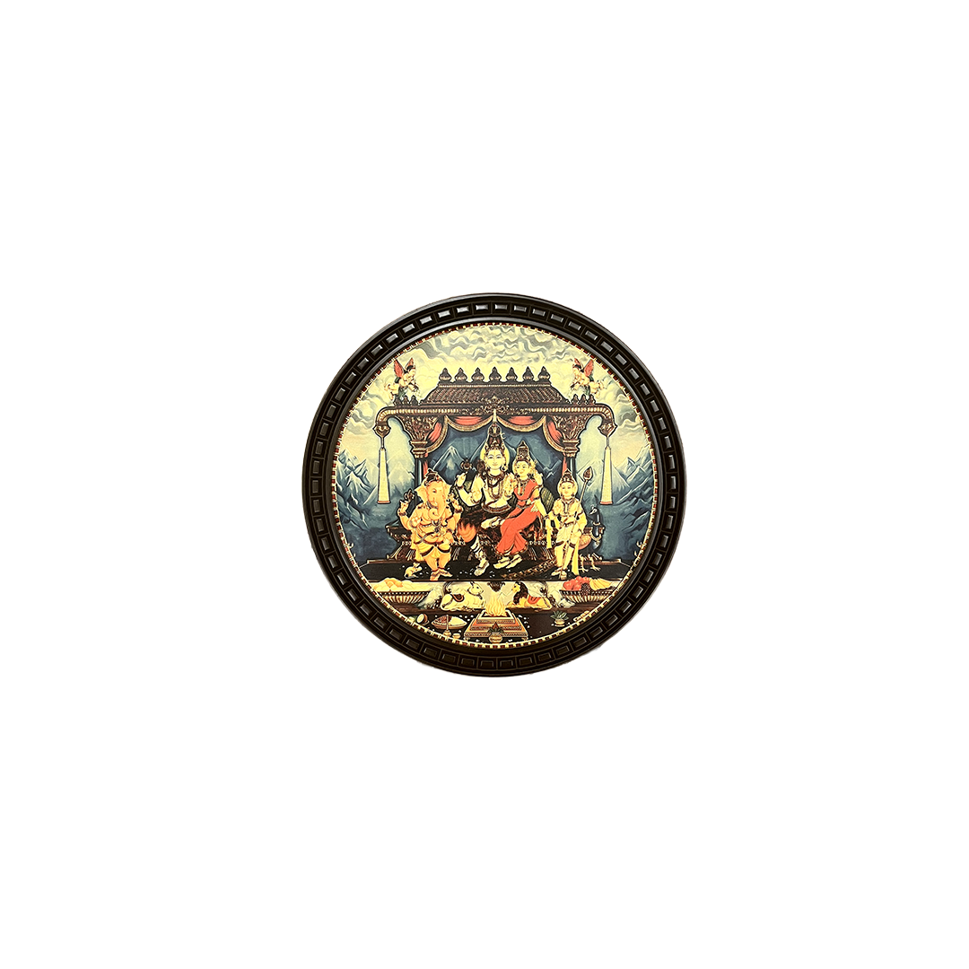Shiva Parivar - Gold Leaf Wall Art Frame | Lord Shiva Family Decor