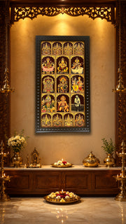 17 Gods in One Sacred Frame | Luxury Pooja Room Wall Art