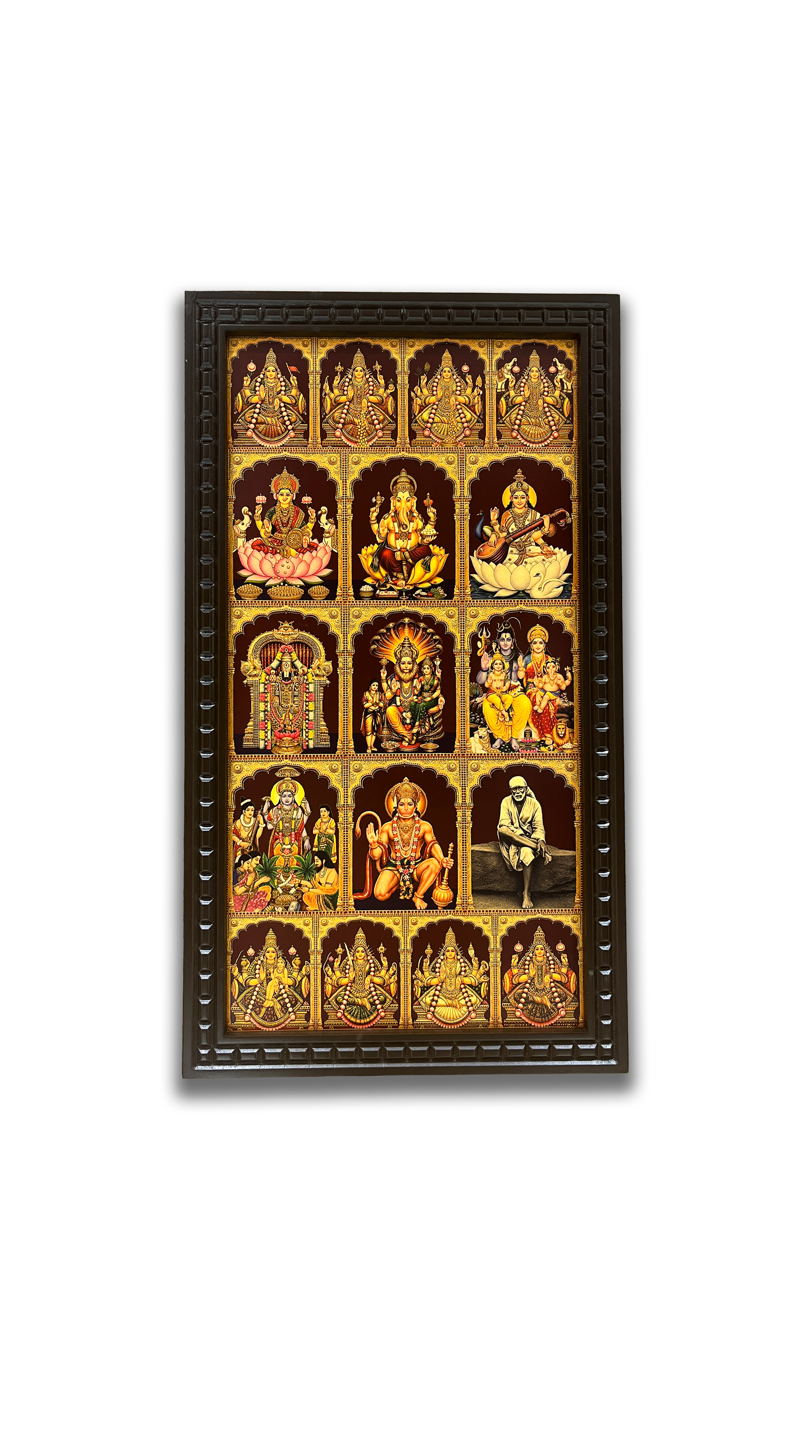 17 Gods in One Sacred Frame | Luxury Pooja Room Wall Art