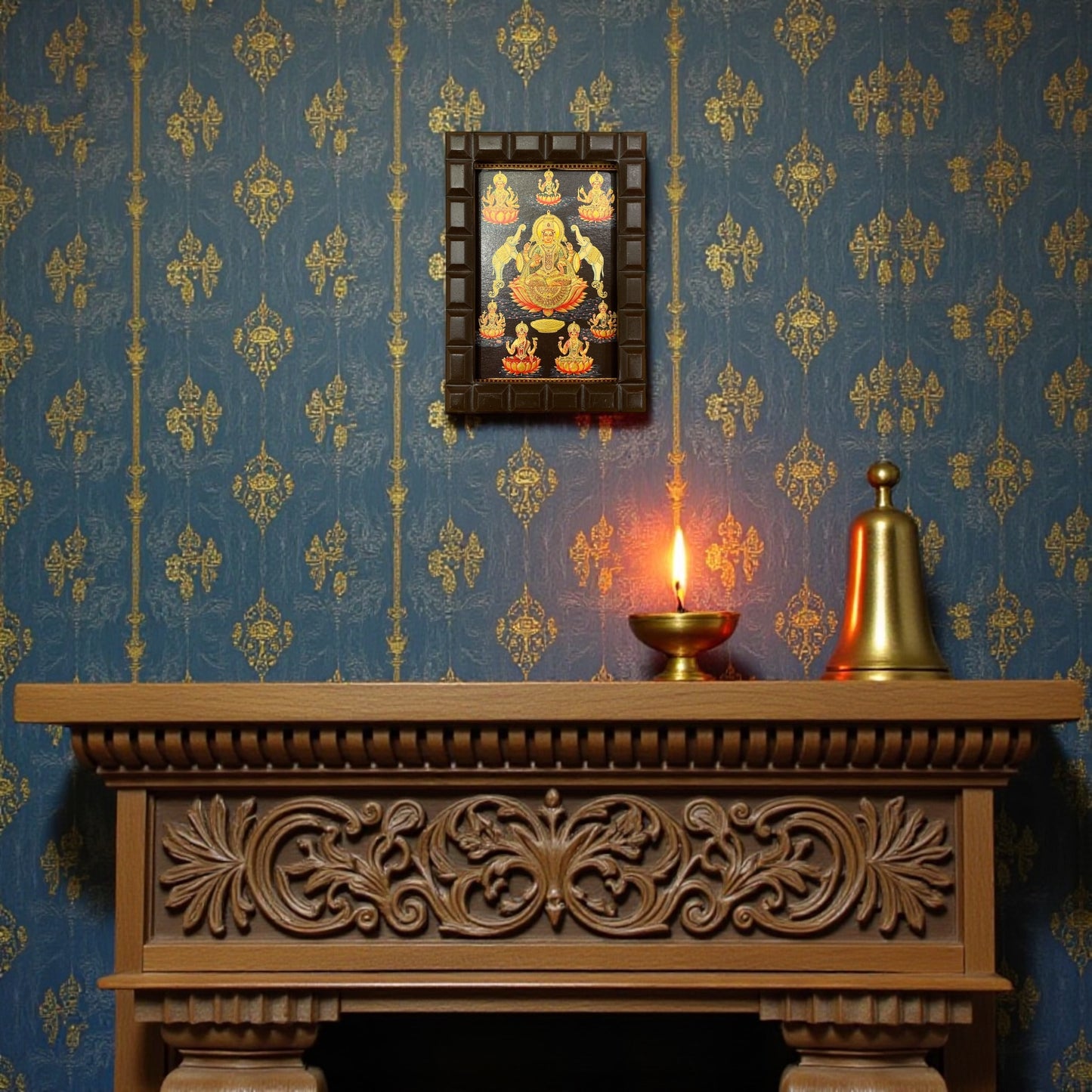 Astalakshmi -2 Gold Leafed Art  With Wooden Frame.