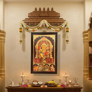 Lakshmi Narasimha with Shiva Parivar, Saraswathi & Hanuman Framed Photo | Divine Panchadevata Wall Art | Premium Pooja Frame