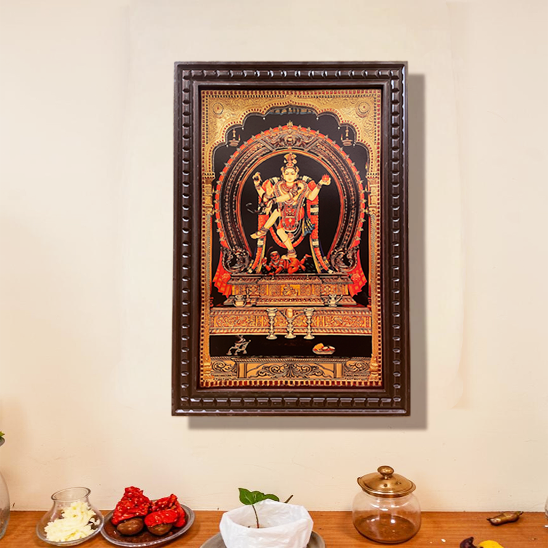 Premium Nataraj Wooden Frame | Divine Shiva Nataraja Wall Art | Temple Design Pooja Decor | Vastu Positive Energy Frame