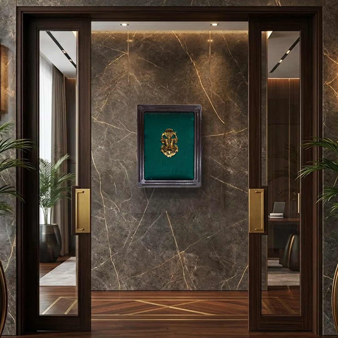 Kirtimukuda Brass Wall Art Frame for Pooja Room | Premium Temple Decor by Estudio