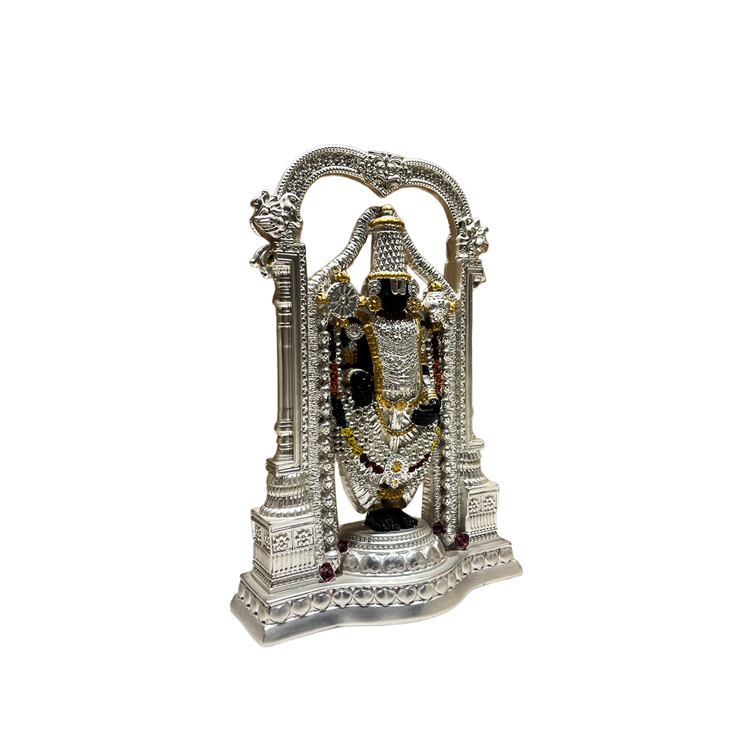 Balaji Idol for Home | Tirupati Balaji Statue | Sri Venkateswara Murti for Pooja Room | Silver Finish Divine Decor