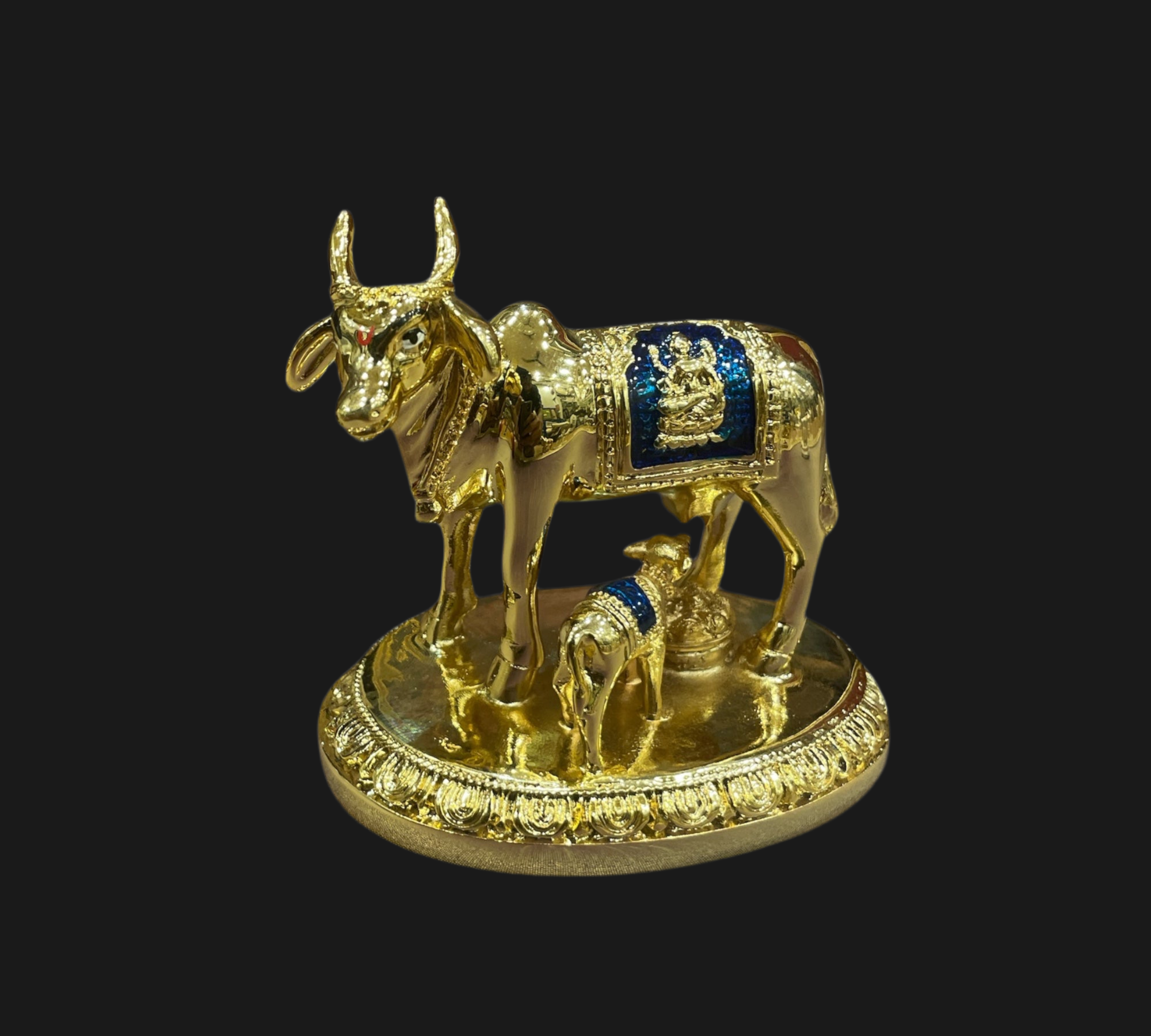 Kamadhenu Sterling Silver Gold plated with blue enamel work