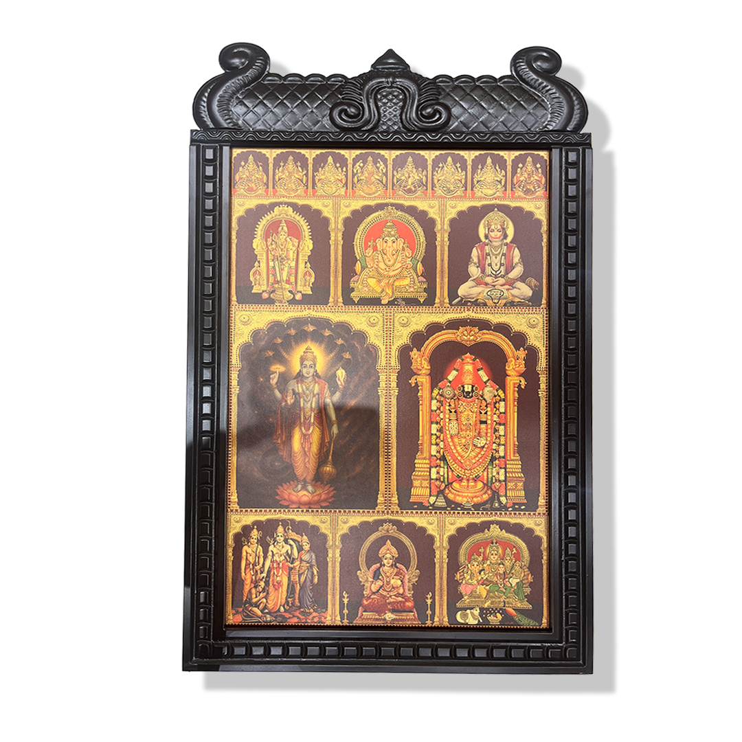 Divine 17 Gods Temple Wall Frame - Spiritual Wall Art for Home & Pooja Room