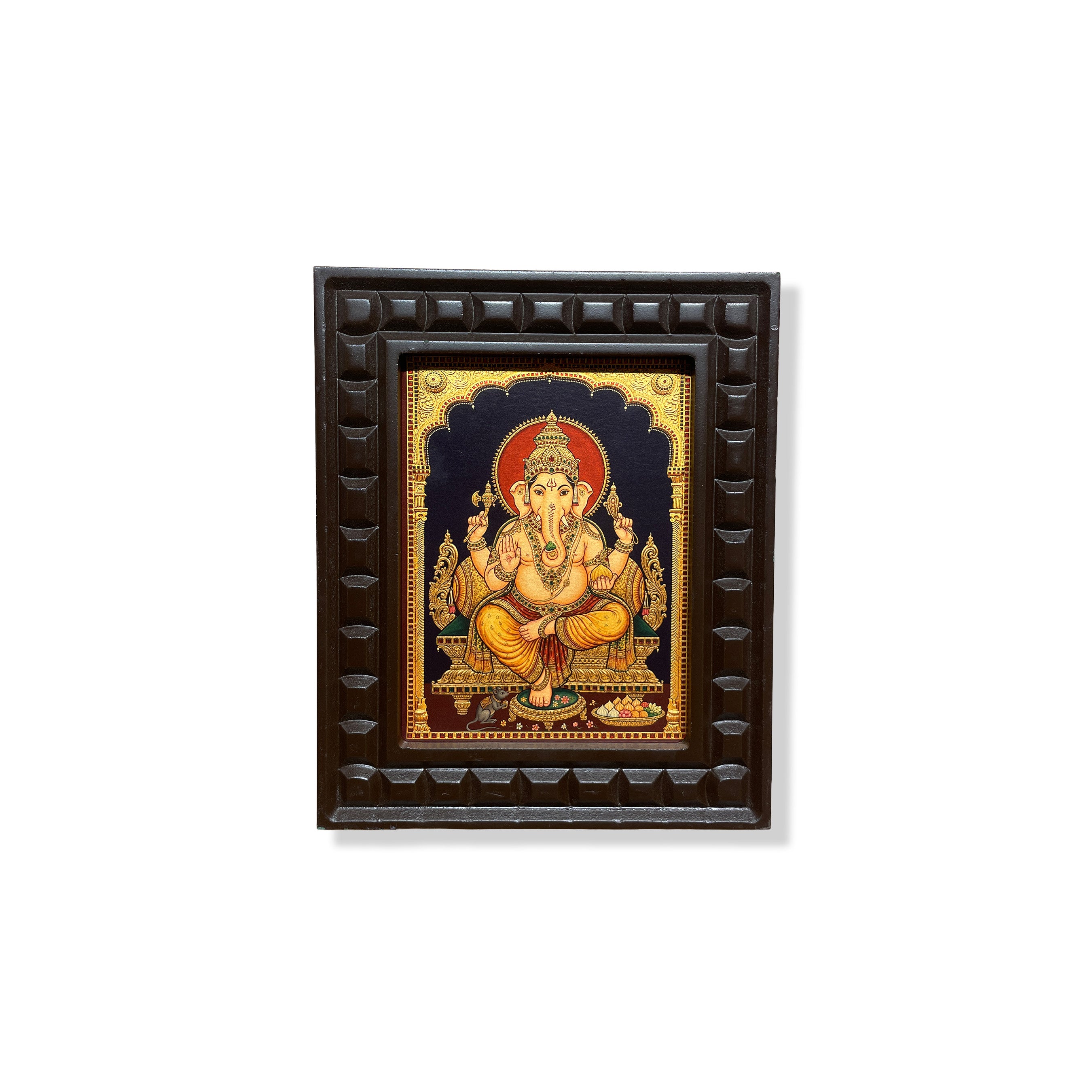 Lord Ganesha Gold Leaf Art | Premium Engineered Wooden Frame