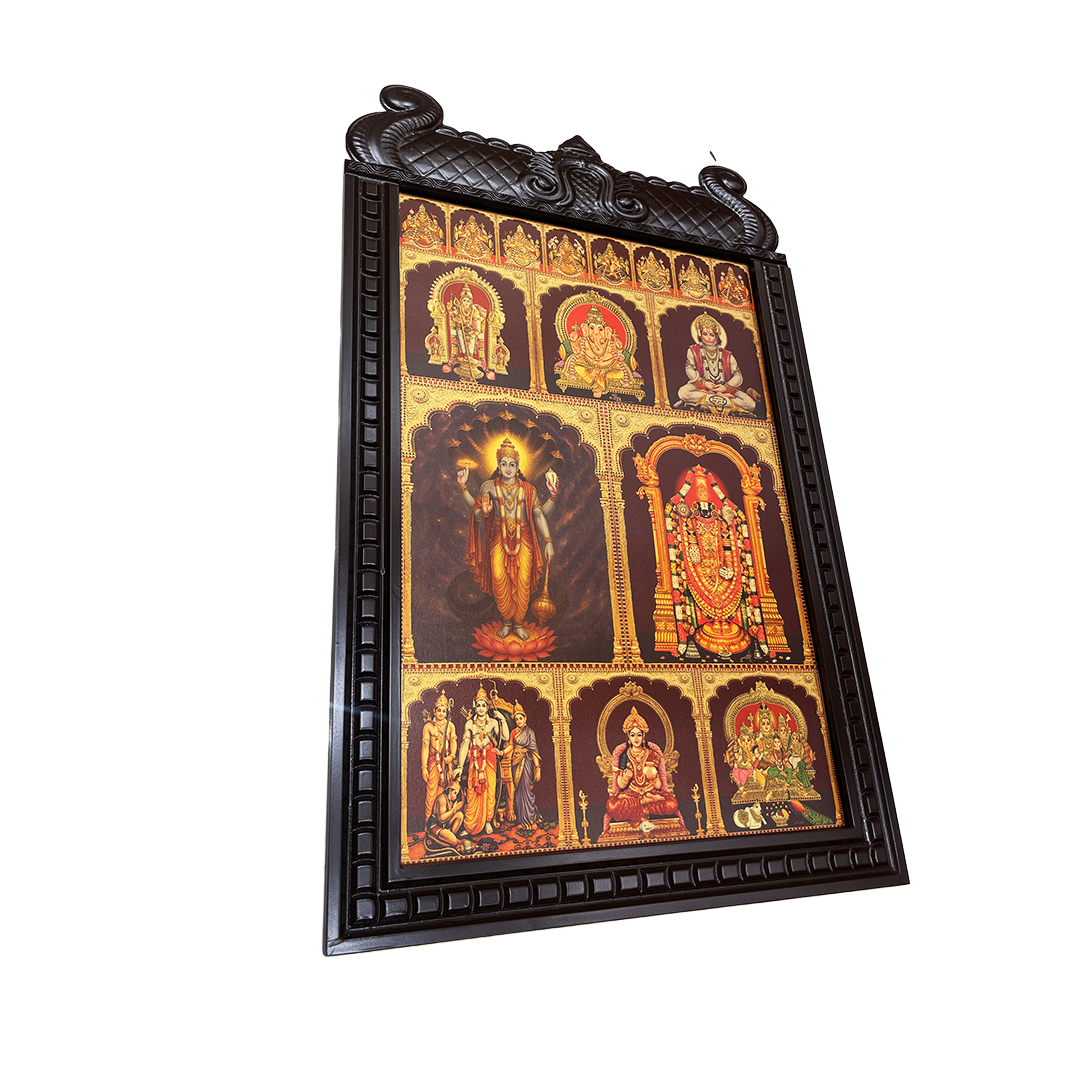 Divine 17 Gods Temple Wall Frame - Spiritual Wall Art for Home & Pooja Room